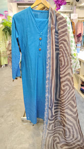 Blue heavy 3-piece suit from Fashion Street, featuring a tailored blazer, vest, and trousers on a hanger.