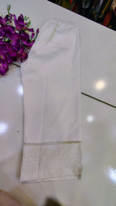 White Embroidered Wide-Leg Trouser