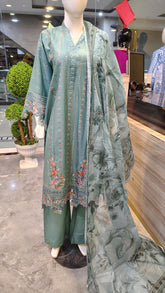 Elegant embroidered 3-piece lawn suit by Fashion Street, featuring intricate designs and lightweight fabric for stylish comfort.