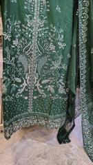 Elegant Dark Green Embroidered Lawn 3 Piece Suit