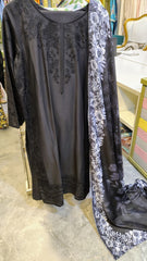 Elegant Black Embroidered Lawn 3 Piece Suit