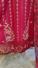 Classic Red Embroidered Lawn Suit