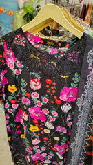 Elegant Black Embroidered Lawn 3 Piece Suit