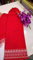 Premium Red Embroidered Top Set