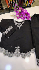 Black embroidered top set by Fashion Street featuring intricate embroidery and stylish design, perfect for casual or semi-formal wear.