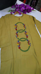 Mustard Elegance embroidered lawn kurta by Fashion Street, featuring intricate embroidery and a stylish design.