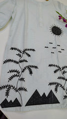 Elegant white embroidered lawn kurta with intricate detailing, featuring a stylish and comfortable design by Fashion Street.