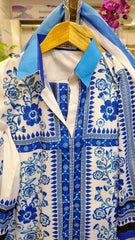 Elegant Blue 3 Piece Grip Fabric Co-Ord Suit