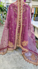Luxury plum party wear suit by Fashion Street featuring elegant fabric and intricate design, perfect for special occasions.