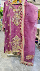 Luxury Plum Fancy Party Wear Suit