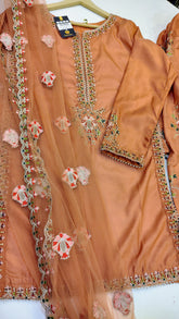 Peach Fancy Party Wear Suit