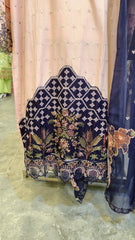 Elegant Peach & Blue Lawn Embraided Suit
