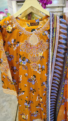 Mustard Floral 3-Piece Lawn Suit