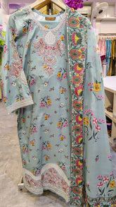 Embroidered 3-piece lawn suit by Fashion Street featuring intricate embroidery and matching fabric for elegant traditional wear.