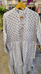 White Printed Cotton Long Frock