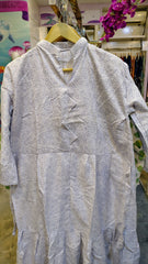 Grey Printed Cotton Long Frock