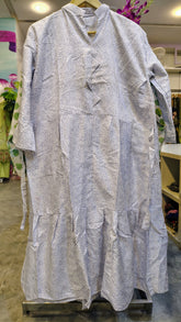 Grey Printed Cotton Long Frock