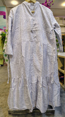 Grey Printed Cotton Long Frock
