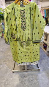 Light yellow embroidered short kurta from Fashion Street, featuring intricate embroidery and a comfortable fit.