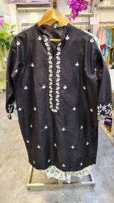 Black embroidered 2-piece lawn suit by Fashion Street, featuring detailed embroidery and lightweight fabric, perfect for summer wear.