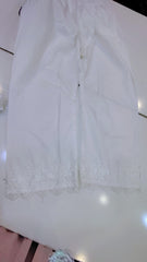 White Lace Detail Wide-Leg Trouser