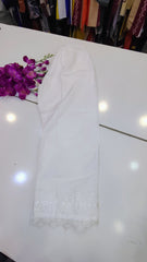 White Lace Detail Wide-Leg Trouser