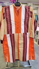 Vibrant Orange 2-Piece Cotton Printed Suit
