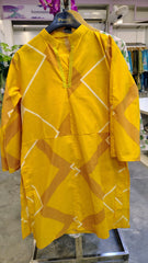 Yellow Plain 2-Piece Cotton Suit