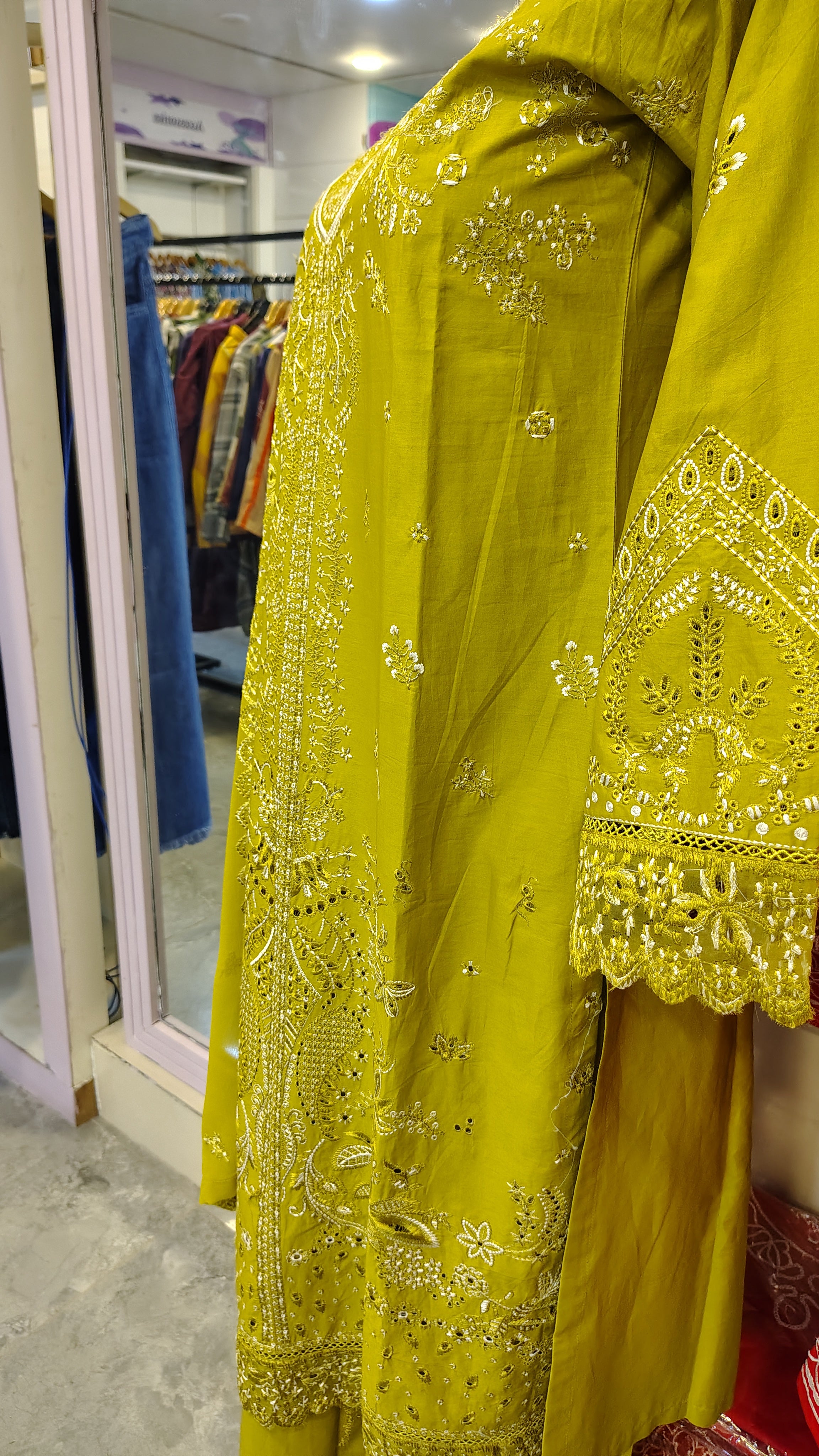 Olive Green Fully Embroidered 3 Piece Suit