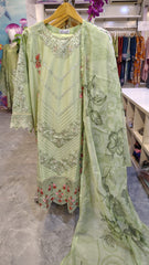 Elegant Mint Green 3 Piece Embroidered Suit