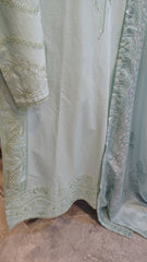 Elegant Mint Green Embroidered Lawn 3 Piece Suit