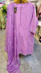 Embellished Lawn Suit with Chiffon Dupatta