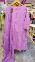 Embellished Lawn Suit with Chiffon Dupatta