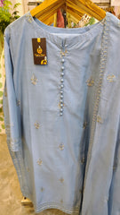 Sky Blue Embroidered Elegance