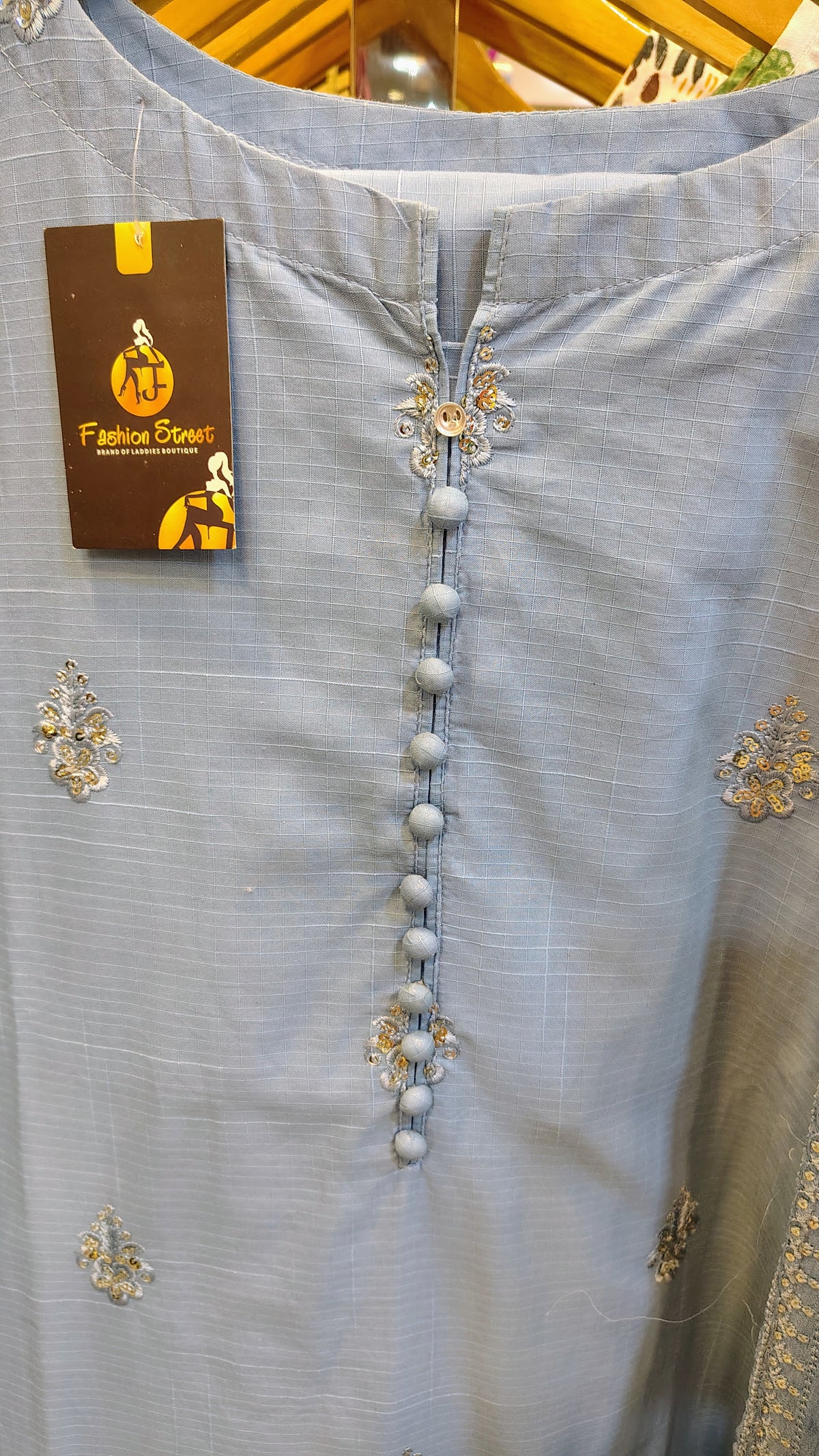 Sky Blue Embroidered Elegance