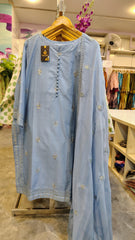Sky Blue Embroidered Elegance
