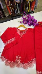 Premium Red Embroidered Top Set