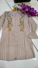 Elegant short-length lawn kurta by Fashion Street featuring intricate embroidery and vibrant fabric, ideal for casual or festive wear.