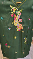 Elegant green embroidered lawn kurta with intricate detailing, showcasing traditional fashion from Fashion Street.