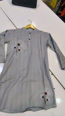 Short length embroidered lawn kurta from Fashion Street, showcasing intricate embroidery and lightweight fabric in a vibrant design.