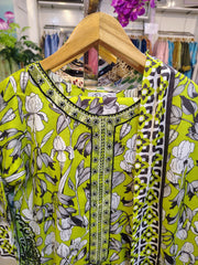 Lime Green Floral Printed 3-Piece Lawn Suit