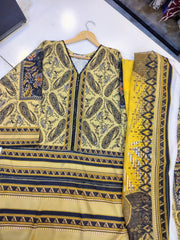 Mustard printed 3-piece grip suit by Fashion Street, featuring a stylish design with comfortable fit and vibrant color.
