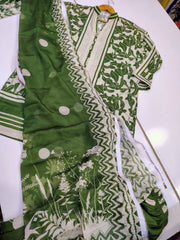 Stylish Green 3 Piece Grip Fabric Co-Ord Suit