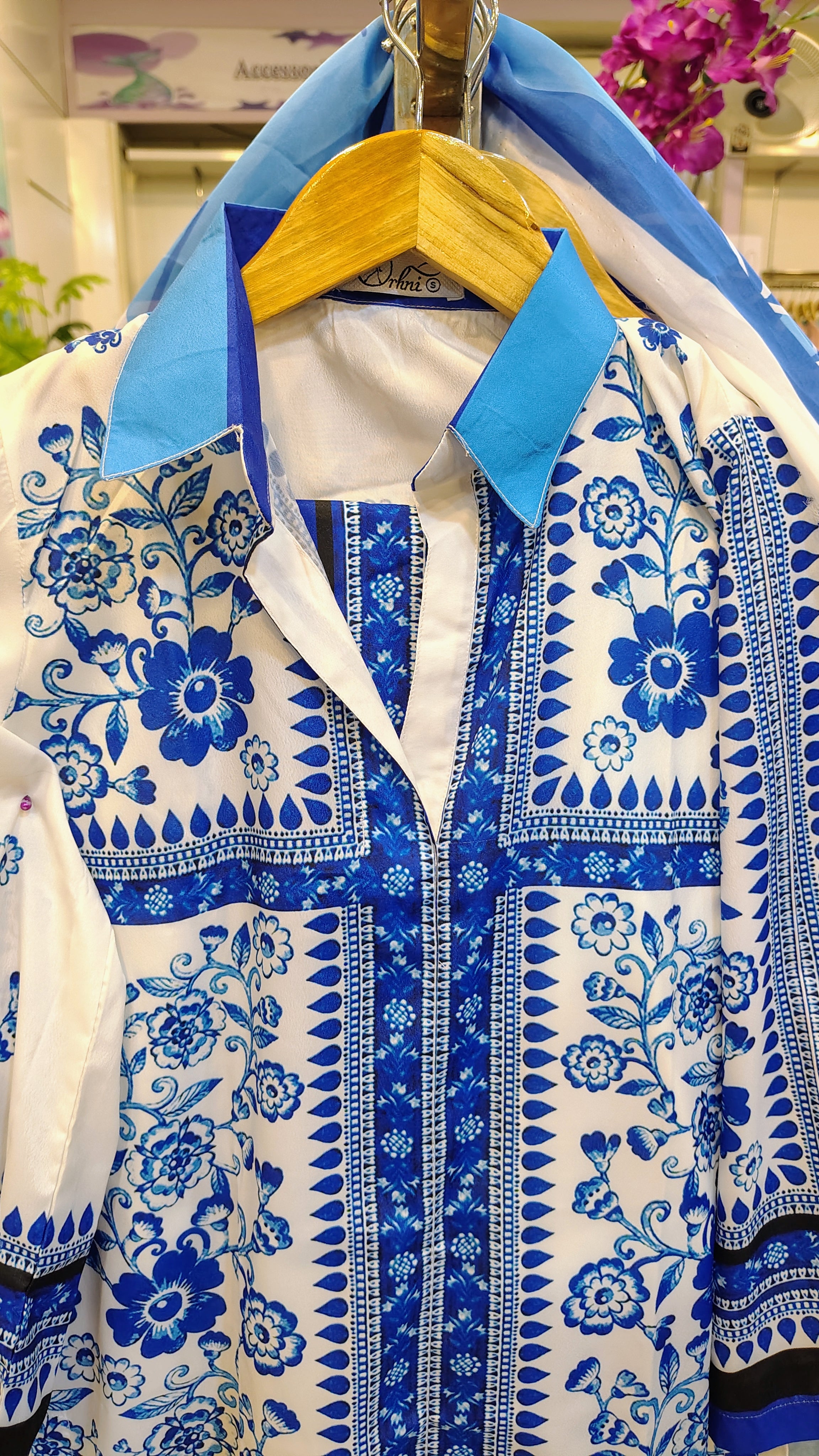 Elegant Blue 3 Piece Grip Fabric Co-Ord Suit