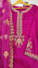 Elegant embroidered party wear suit by Fashion Street, showcasing intricate embroidery and stylish fabric design.