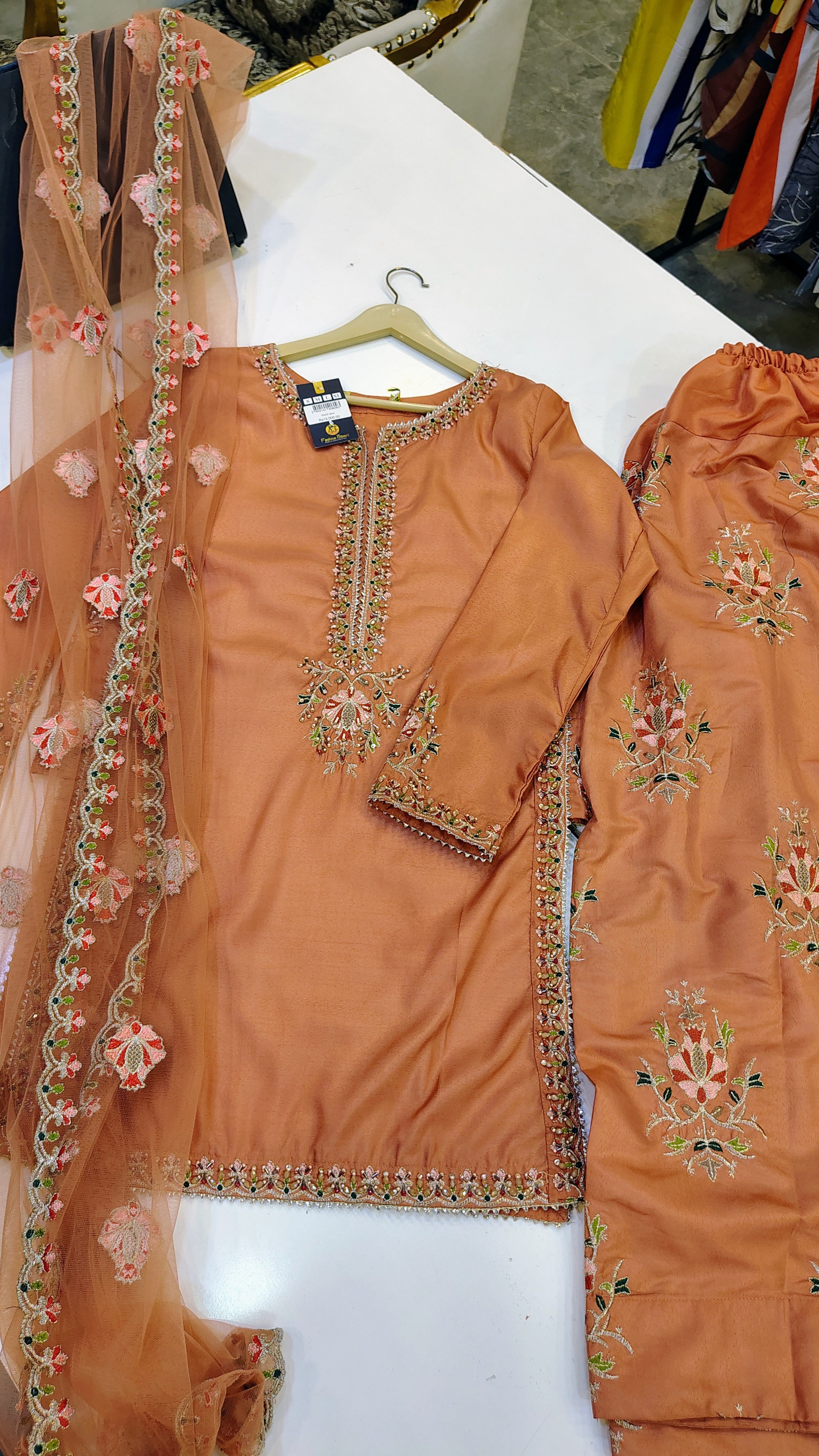 Peach Fancy Party Wear Suit