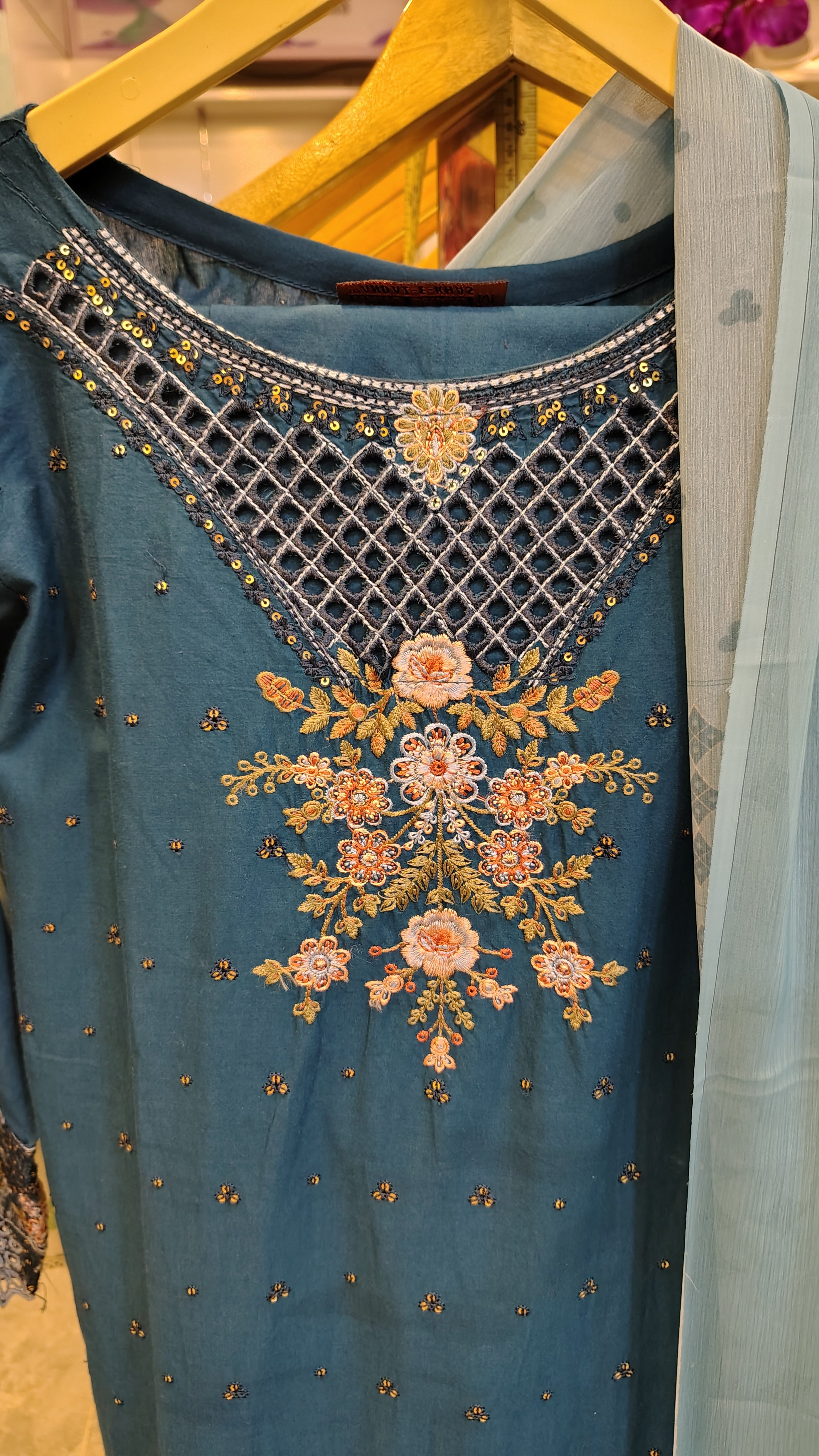 Royal Blue 3-Piece Embroidered Lawn Suit