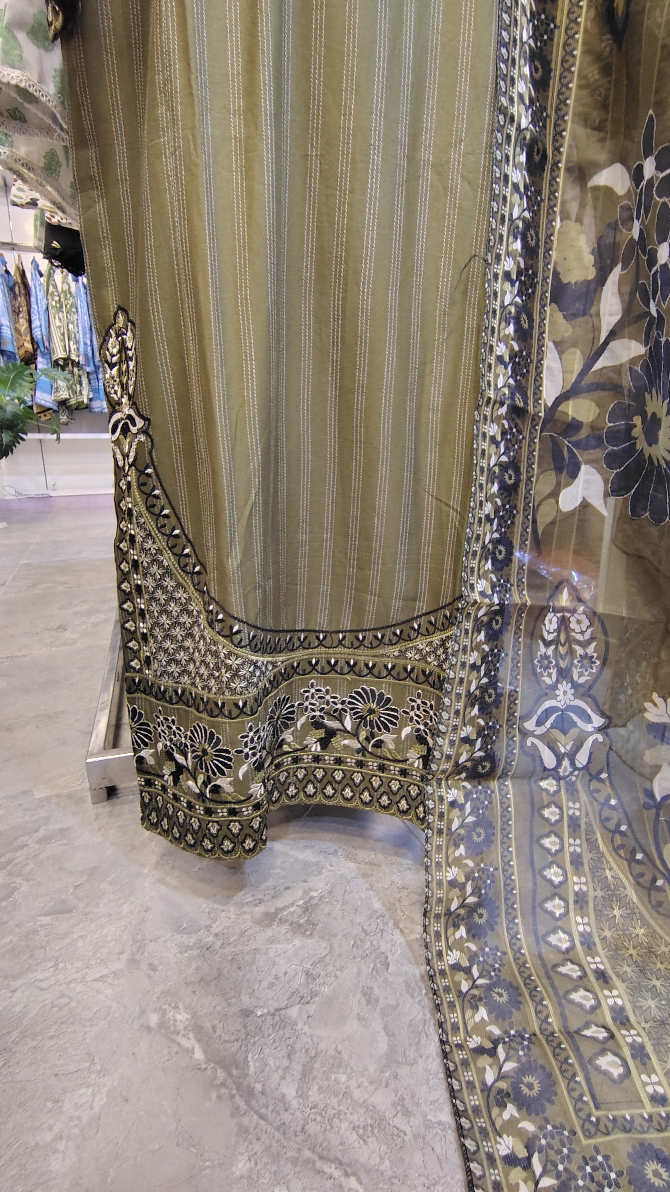 Olive Green 3-Piece Embroidered Lawn Suit