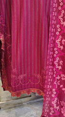 Elegant Striped 3-Piece Embroidered Lawn Suit