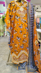 Mustard Floral 3-Piece Lawn Suit